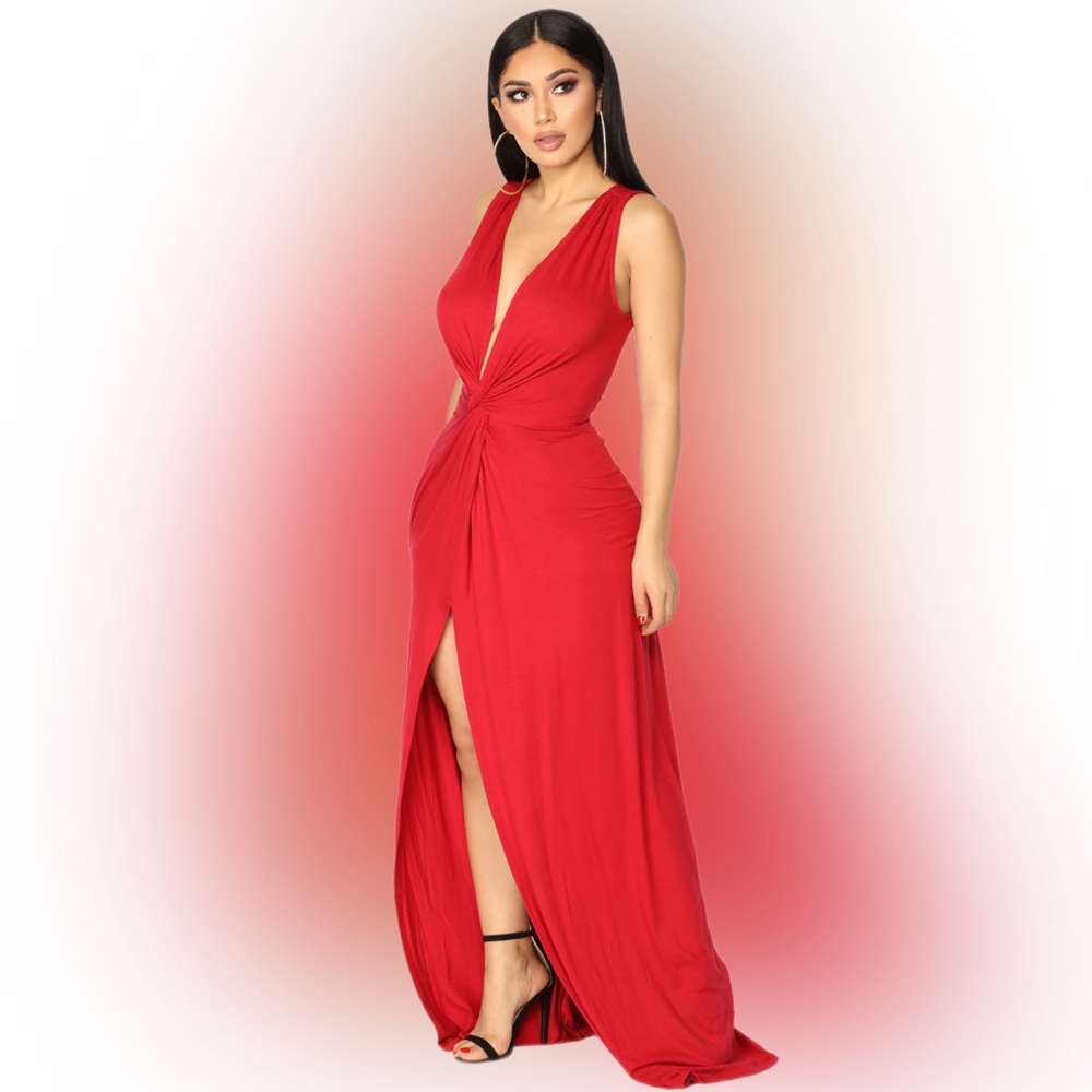 Zaira Knot Dress - Red
